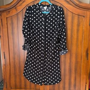 Merona Black and White Polka Dot Long Sleeve Dress